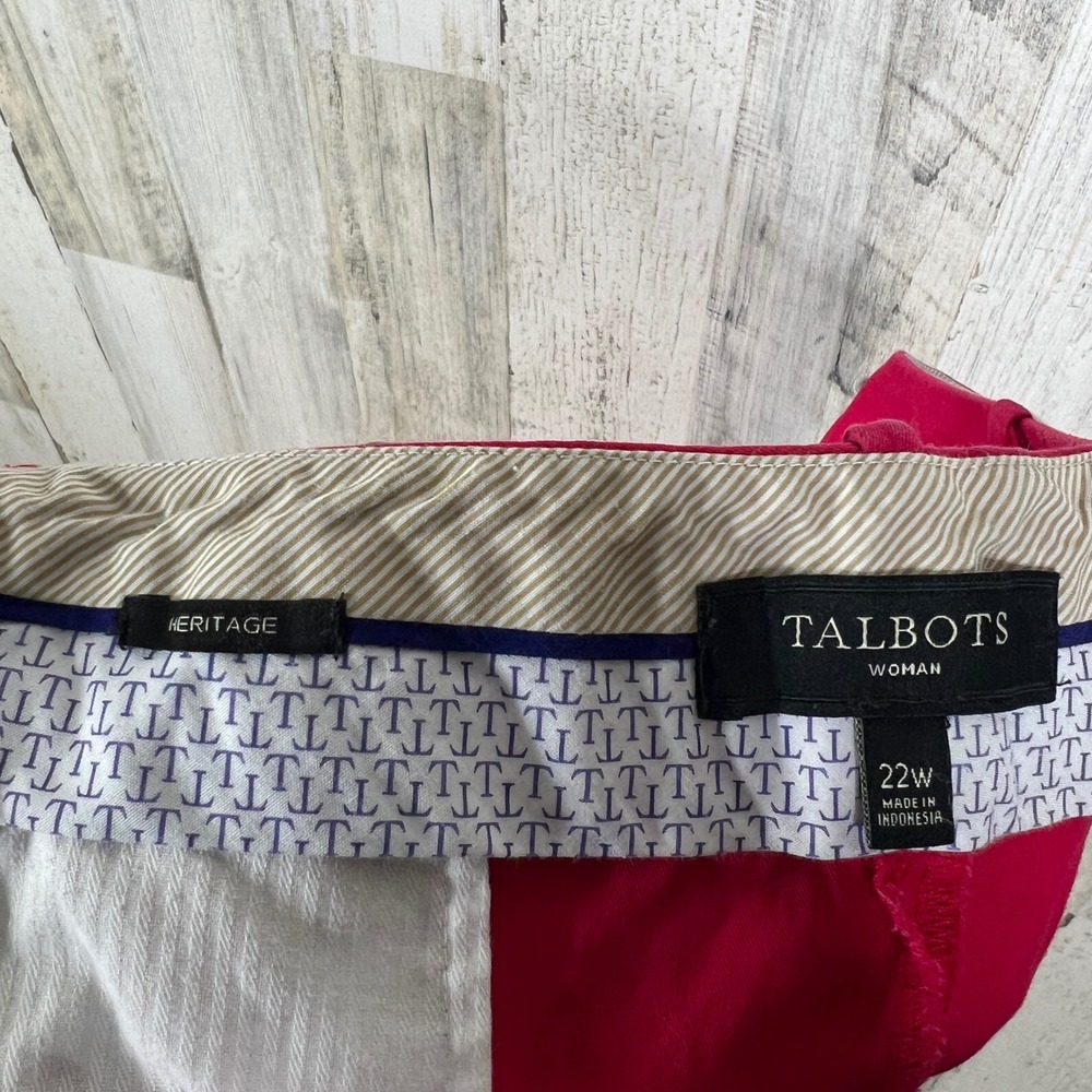 Talbots Red Cropped Pants 22W Plus Cotton Stretch Career Office Professional - Picture 2 of 10